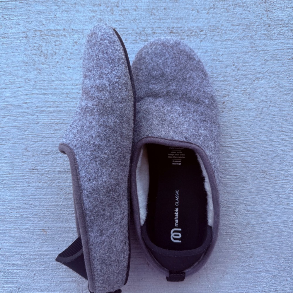 Mahabis Classic Wool Felt Indoor Outdoor Slippers Gray EU38 US 7.5 - Picture 2 of 10